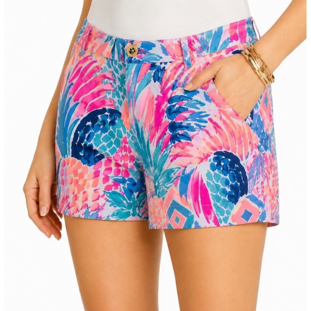 Lilly Pulitzer Size 12 Callahan Shorts Vibrant Pineapple Floral Resort Beach